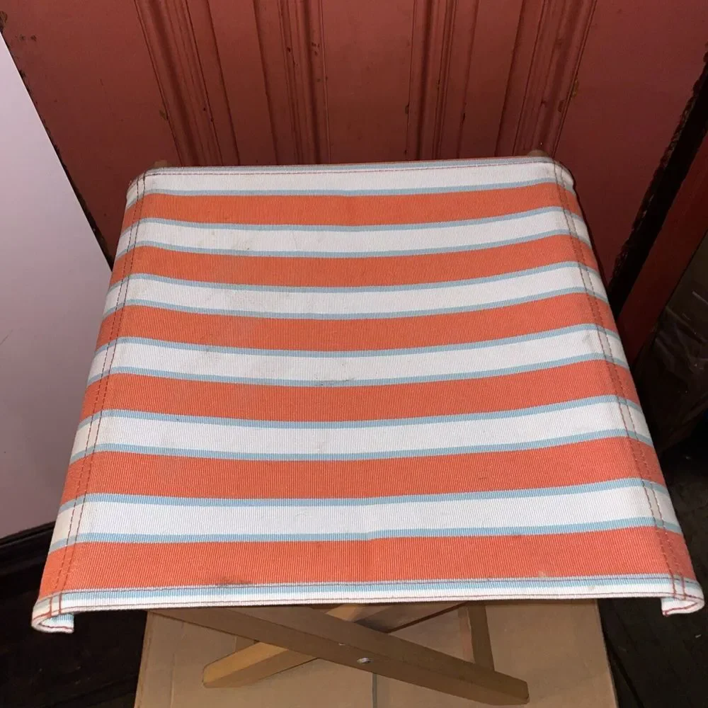 SOLBLEKT Stool, foldable eucalyptus, stripe orange - IKEA - Picture 3 of 16